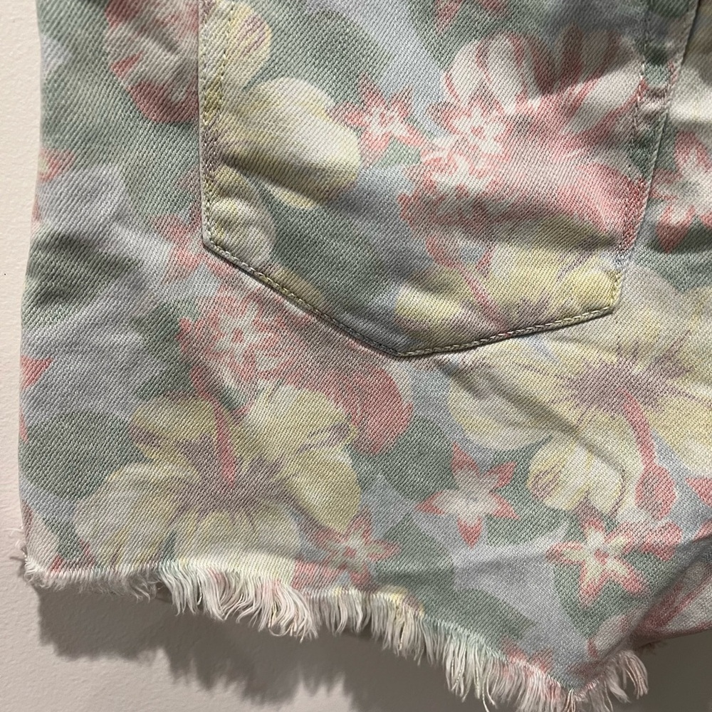 Aerie Elastic Tie Waist Faded Raw Edge Hawaiian Floral Shorts Size Small - Picture 6 of 9